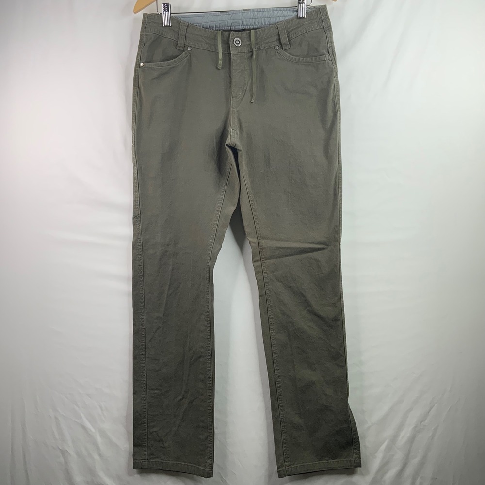 Kuhl Women Olive Green Straight Leg Hiking Outdoor Utility Pant Drawstring Waist